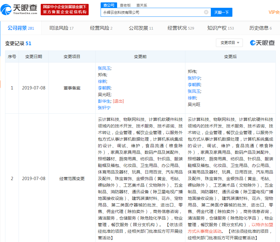 彭华生卸任永辉云创法定代表人及董事长