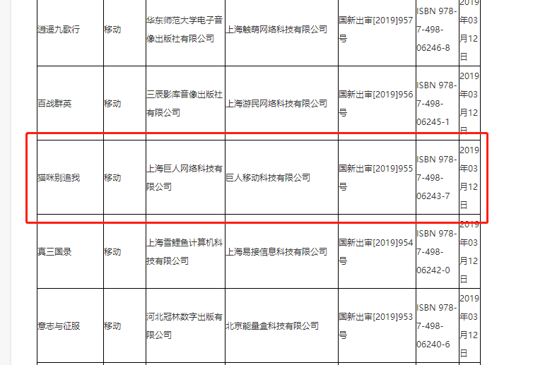 第九批游戏版号下发，巨人网络一游戏获版号