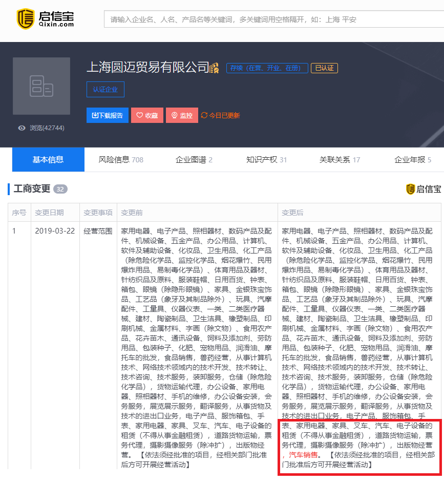 京东旗下公司新增汽车销售业务