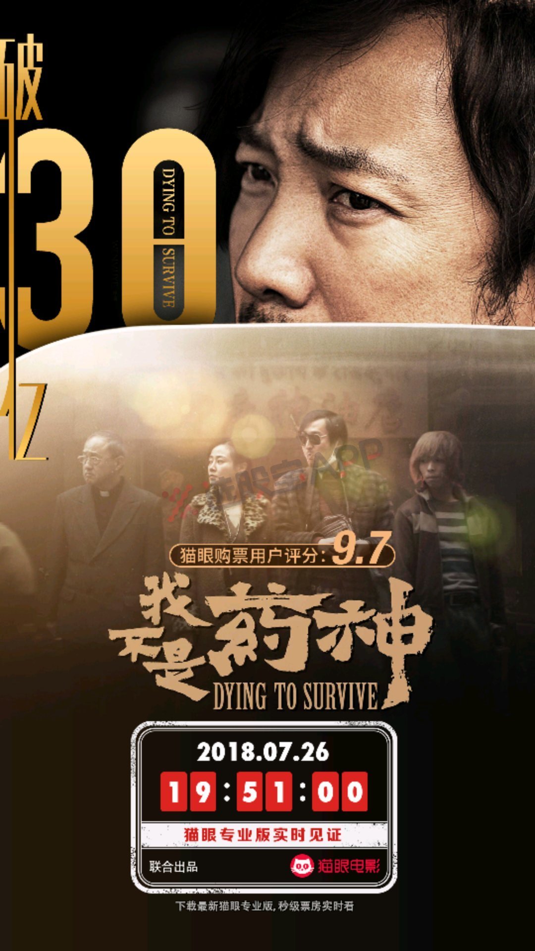 《我不是药神》票房破30亿元人民币