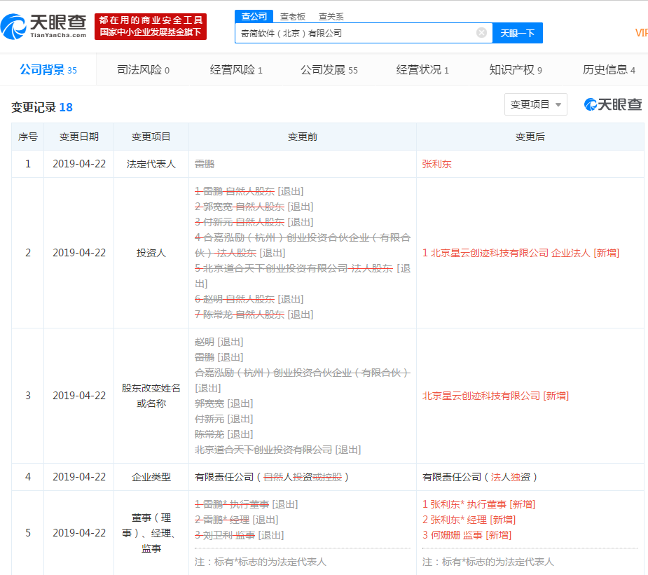 字节跳动收购奇简软件，张利东出任法定代表人