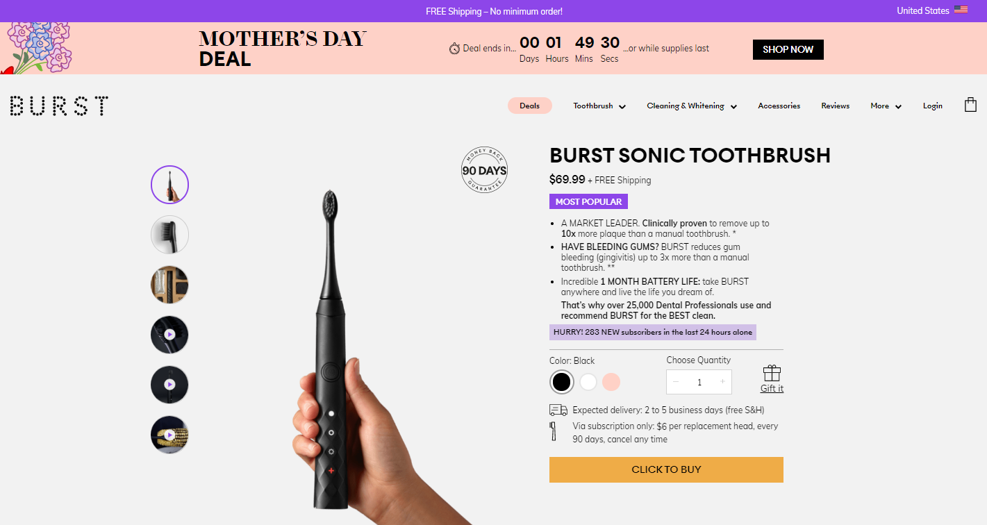 通过 2.5 万牙科专业人士销售电动牙刷，「BURST Oral Care​」完成由高盛领投的 C 轮融资