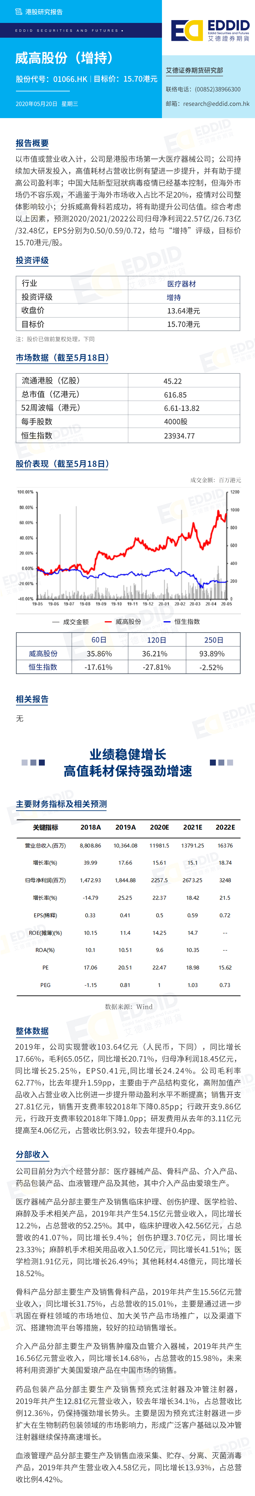 港股公司研究报告：威高股份