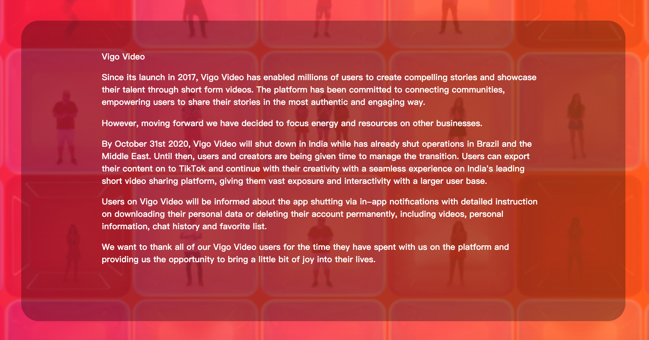 最前线 | 字节跳动关闭火山小视频海外版“Vigo Video”，将用户导入TikT…