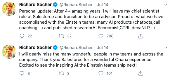 Salesforce市值破万亿，爱因斯坦AI平台将大显身手，首席科学家却离职