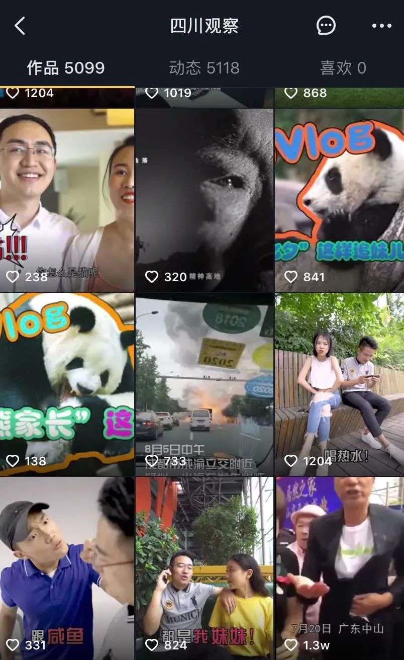 用主编宋小川的话说,"四川观察"抖音号在很长一段时间内都是"野蛮生长