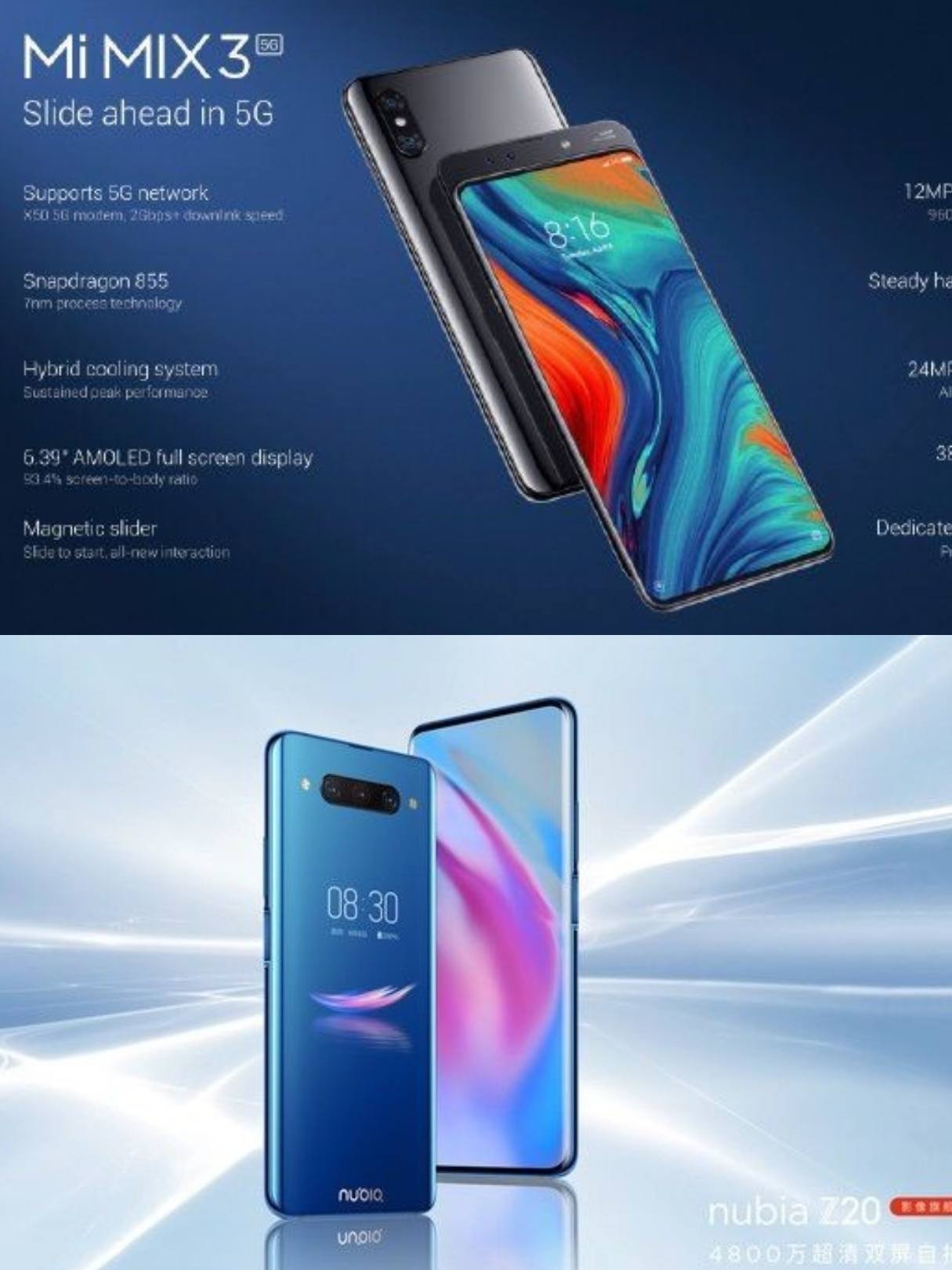 ZTE、シャオミがフロントカメラの見えないスマホを発表 新デザイン