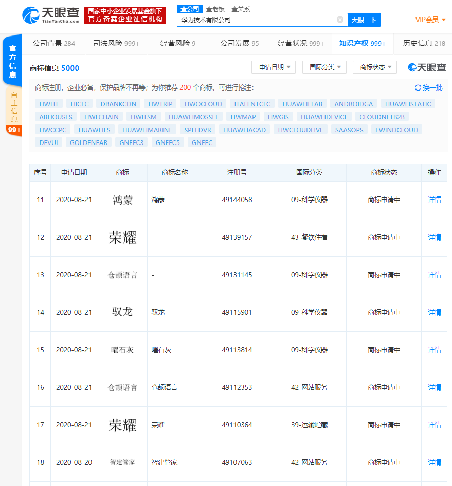华为技术有限公司申请注册“仓颉语言”商标