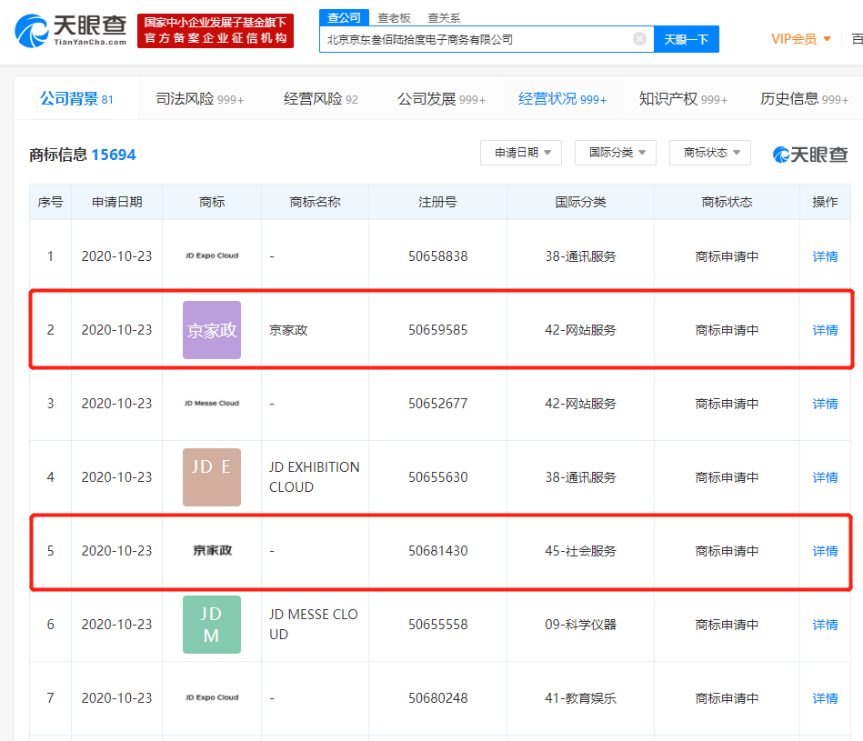 京东关联公司申请“京家政”商标