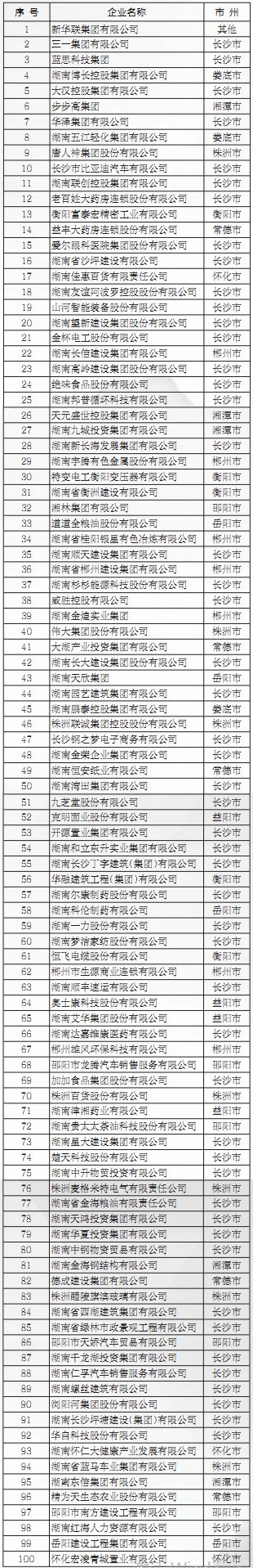 2020湖南省民营企业100强正式发布