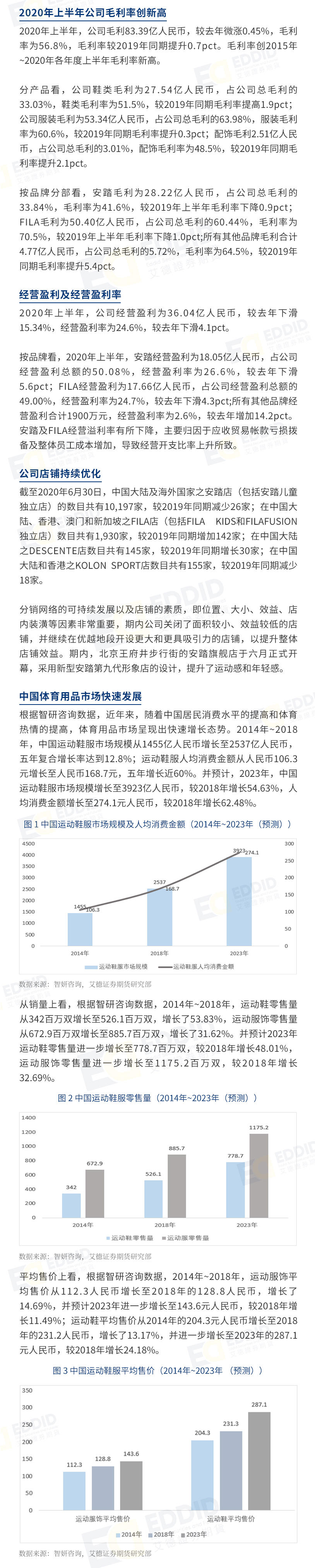 艾德智研：安踏体育第三季度销售加速复苏，行业前景广阔