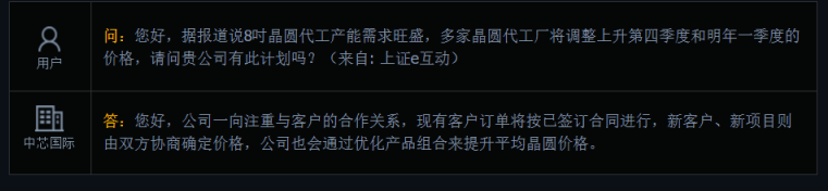 中芯国际回应8英寸厂代工提价：新项目价格由双方协商确定