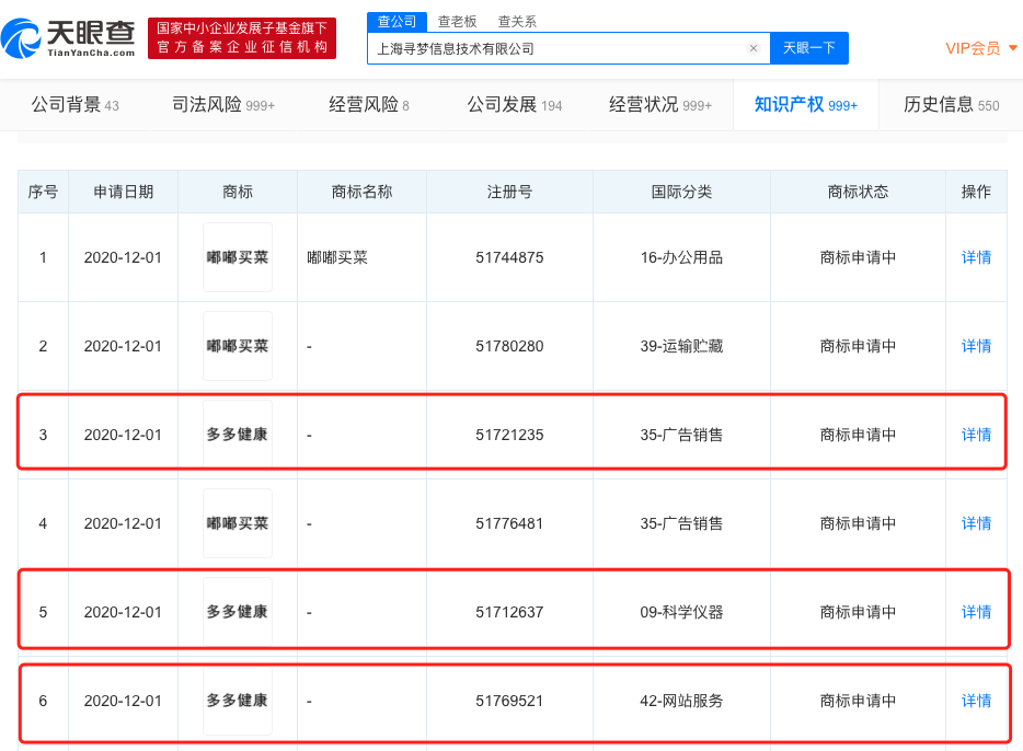 拼多多关联公司申请“多多健康”商标