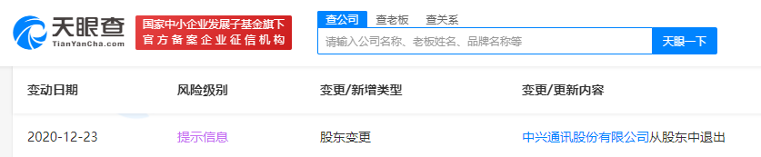 中兴通讯退出北京中视联数字系统有限公司投资人行列