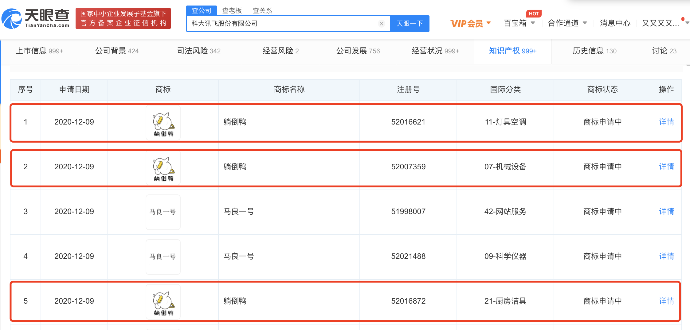 科大讯飞申请“躺倒鸭”商标