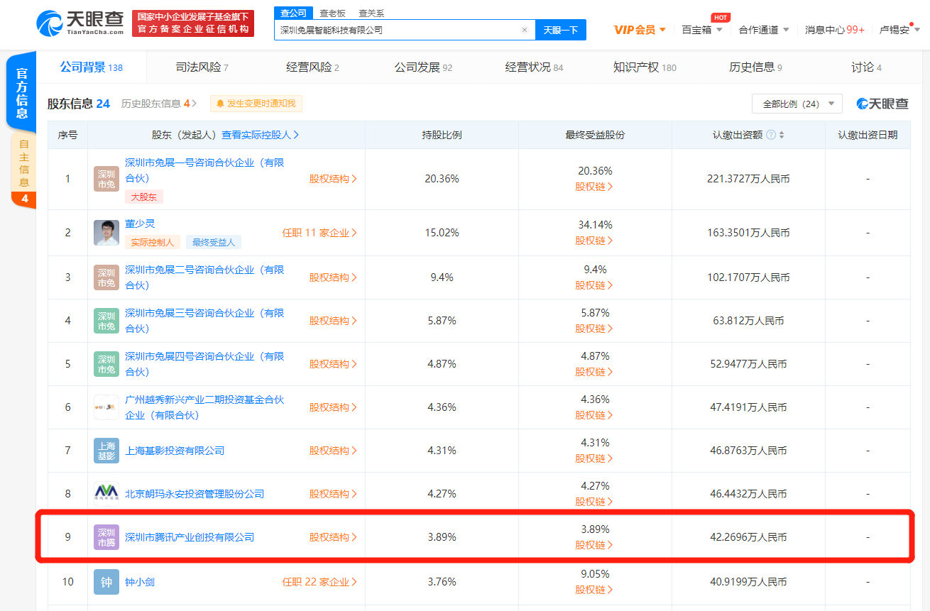 腾讯入股企业营销增长平台深圳兔展关联公司
