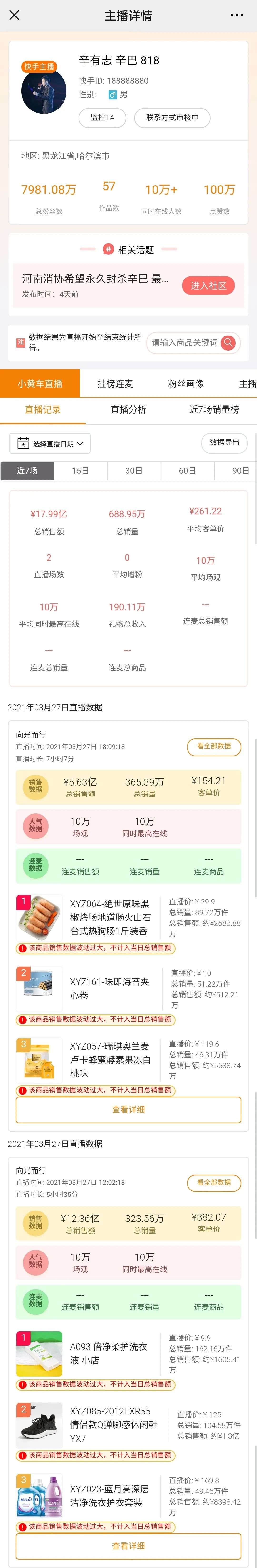 辛巴复出就带货21亿，你生气不？