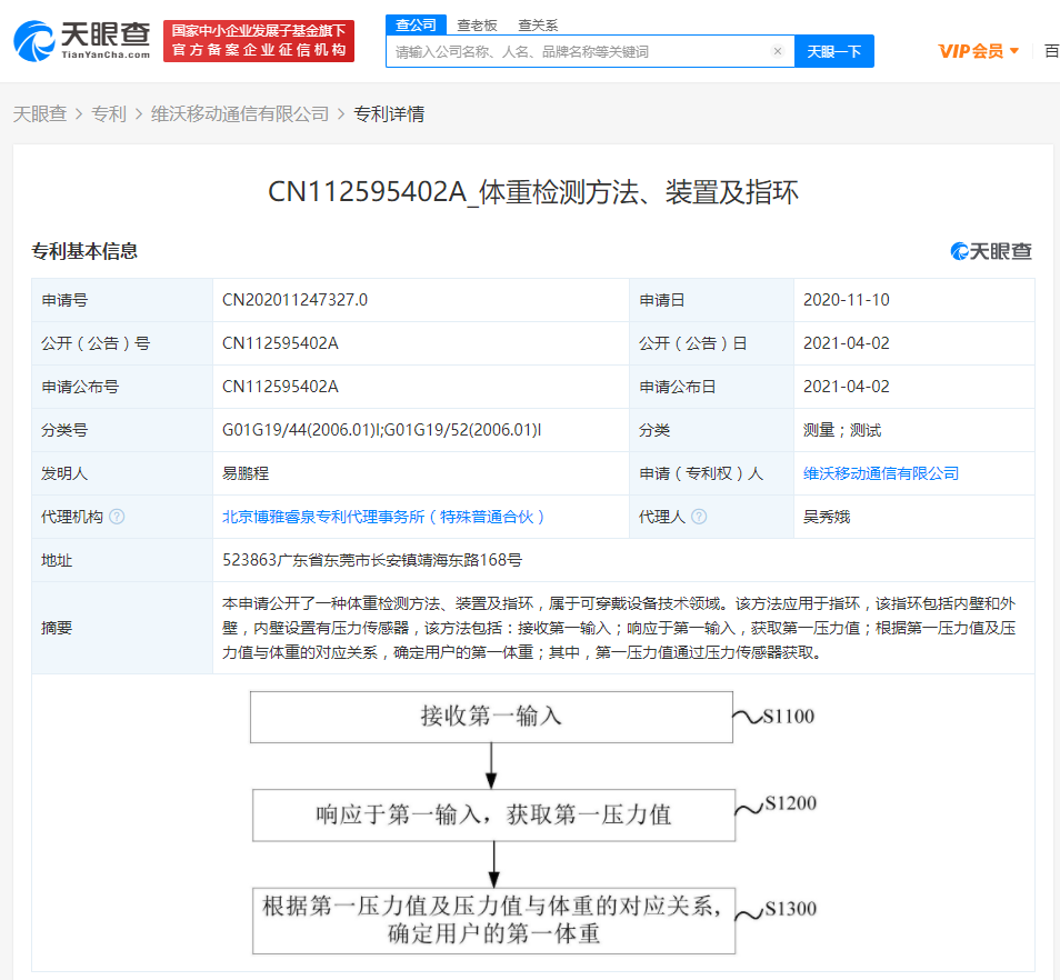 VIVO关联公司公开“智能指环”相关专利，可检测用户体重