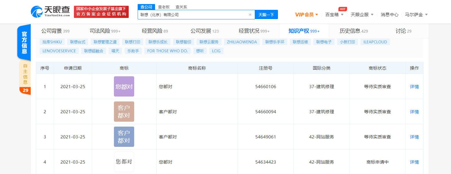 联想（北京）有限公司申请注册“您都对”“客户都对”相关商标