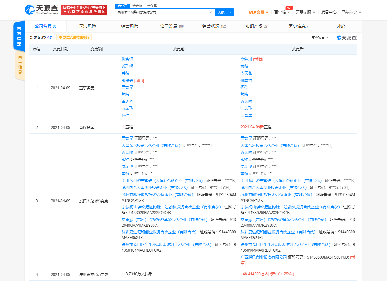 腾讯入股福州朱雀网络科技有限公司，后者经营范围含动漫设计等