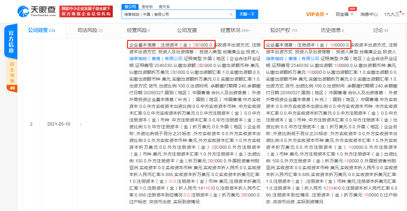 瑞幸注册资本减至18亿美元，降幅超12%