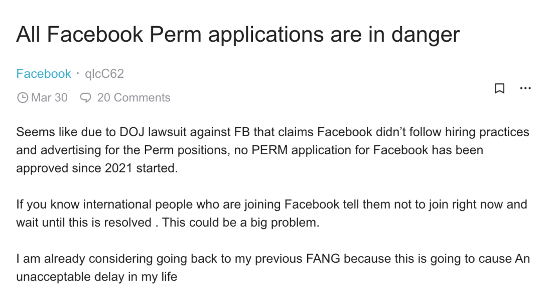 Facebook员工多人遭遇“绿卡危机”：“看网上帖子我才知道绿卡申请出了问题”