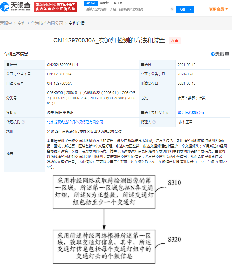 华为公开交通灯检测相关专利，涉及自动驾驶技术领域