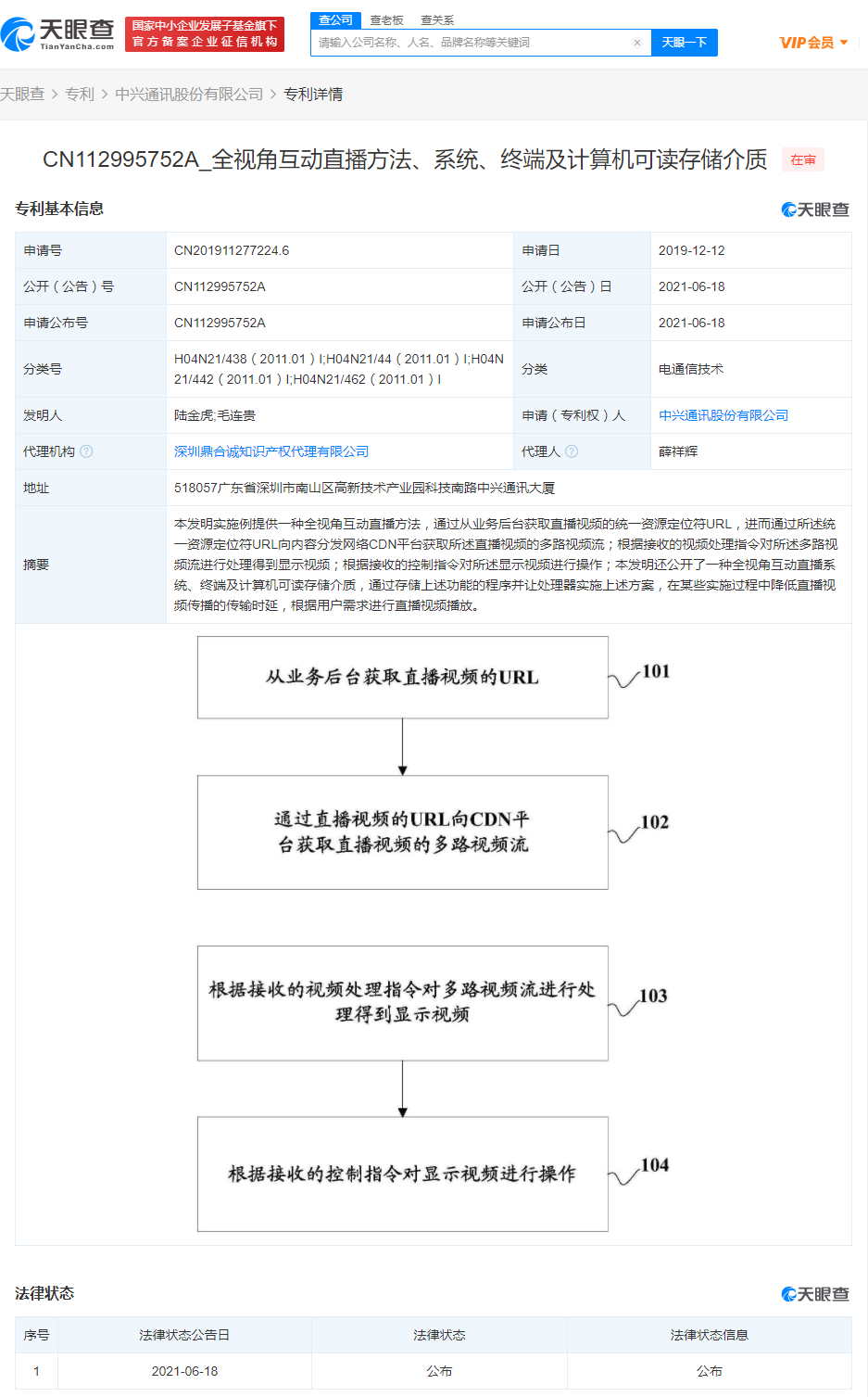 中兴公开全视角互动直播专利