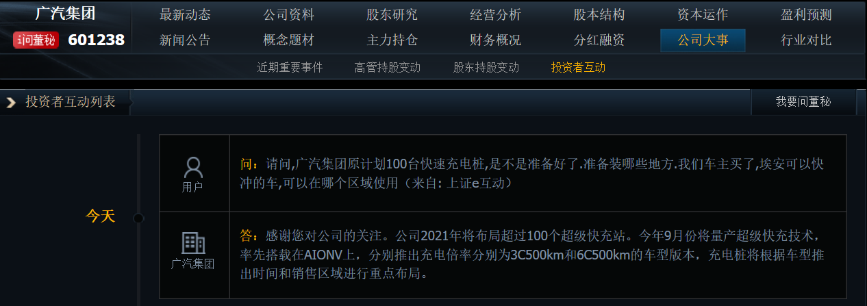 广汽集团：今年9月份将量产超级快充技术