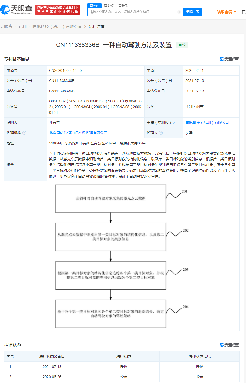 腾讯获自动驾驶专利授权