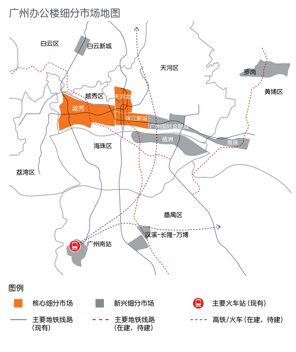 从甲级写字楼分布图，看北上广深各有几个市中心