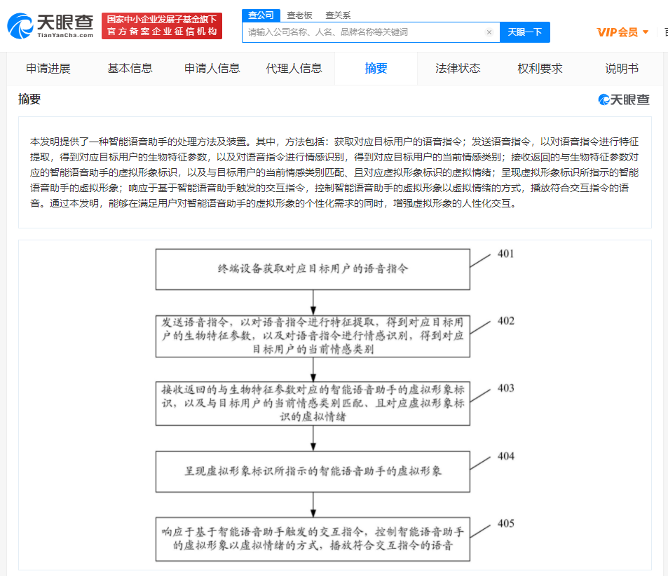 腾讯公开智能语音助手专利 可根据用户生物特征呈现虚拟形象