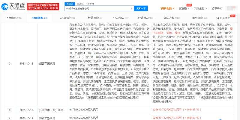 长城汽车经营范围新增摩托车制造与销售