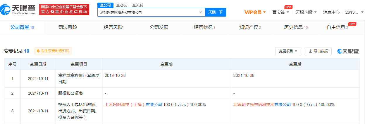 字节跳动关联公司全资入股一网游公司