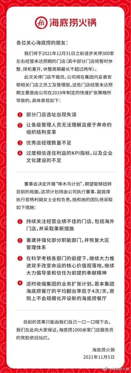 太突然，海底捞今年要关300家店，网友：那我们去哪里过生日？_详细解读_最新资讯_热点事件