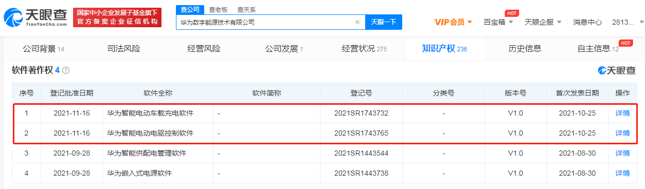 华为智能电动车载充电软件获批