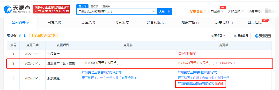腾讯入股广州更三动画