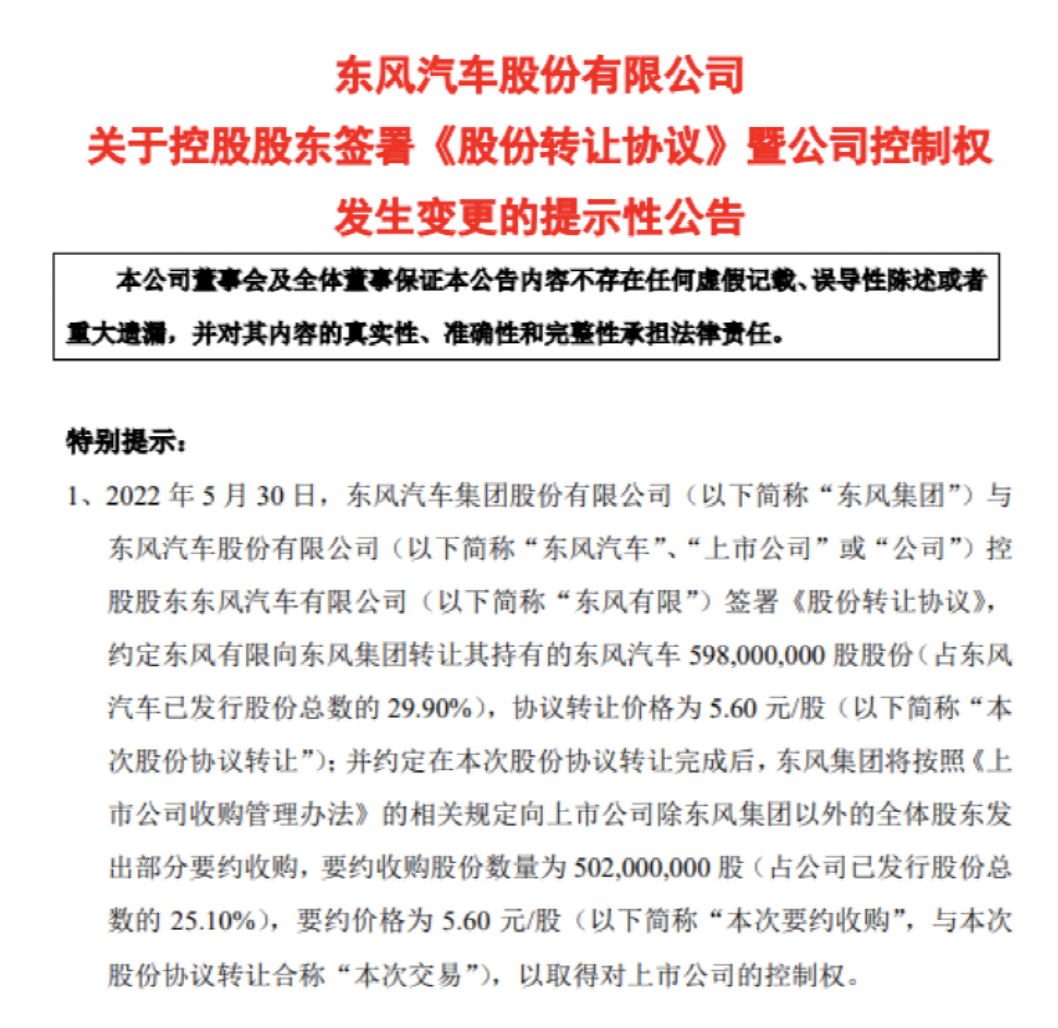 东风集团控股东风股份整合商用车资源借壳上市