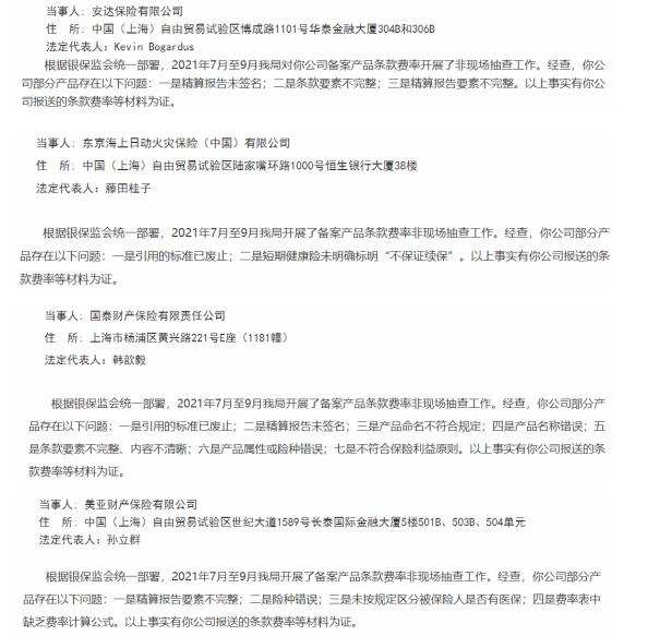 7家财险公司产品条款费率存问题  监管点名限期整改