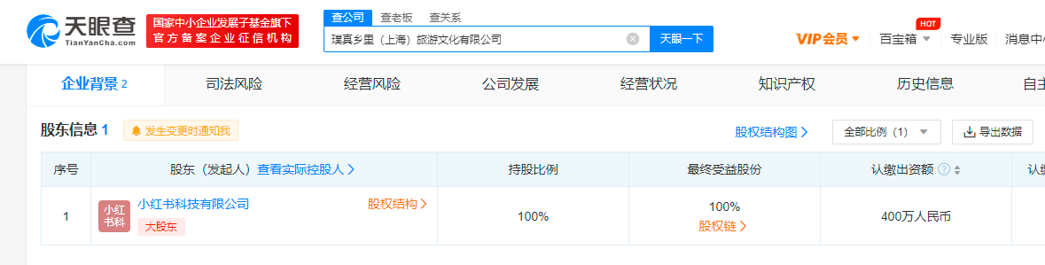 小红书成立旅游公司