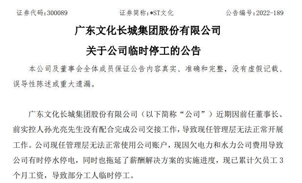 8000多股民懵了！这家公司自曝停水停电临时停工，还欠员工3个月工资，董秘上任5天便