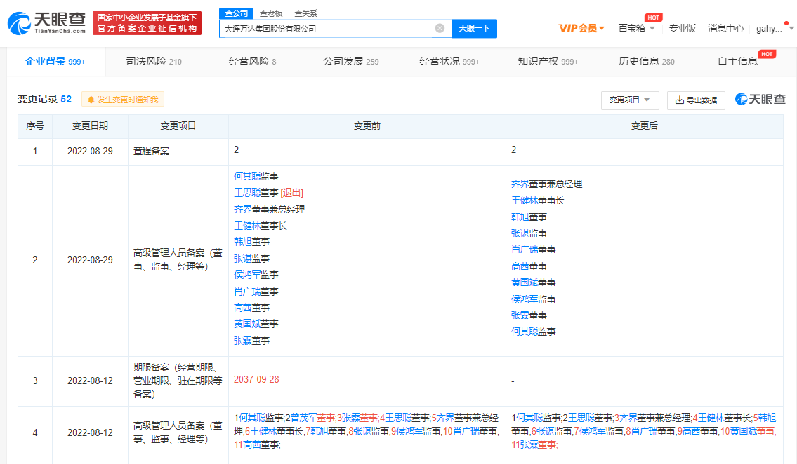 王思聪退出万达集团董事职务