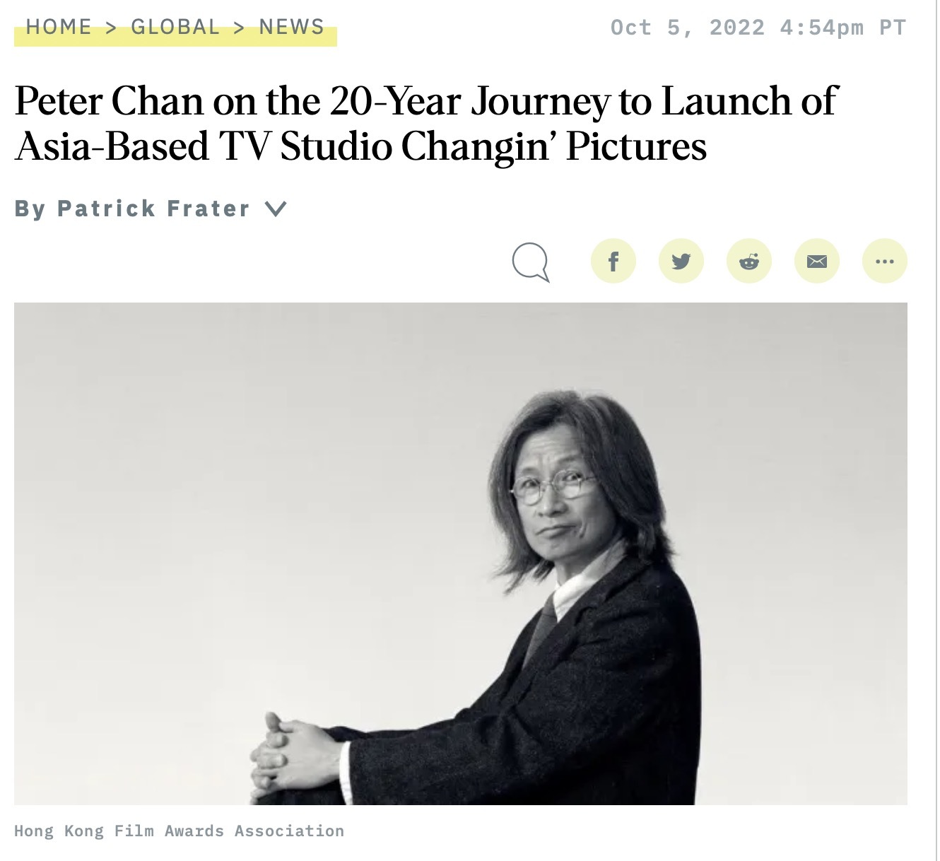 最前线｜陈可辛成立影视公司进军流媒体，“拍全世界都看的中文剧”