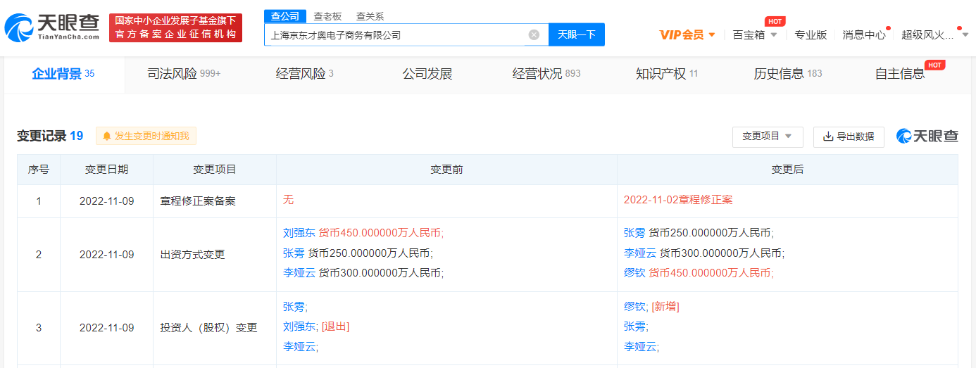 刘强东再向缪钦转让所持1号店关联公司45%股份