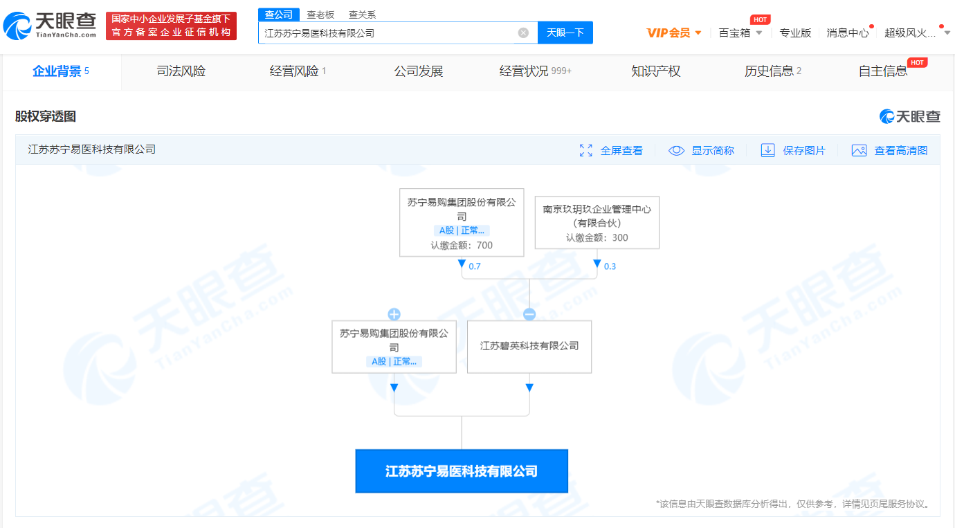 苏宁易购成立苏宁易医公司