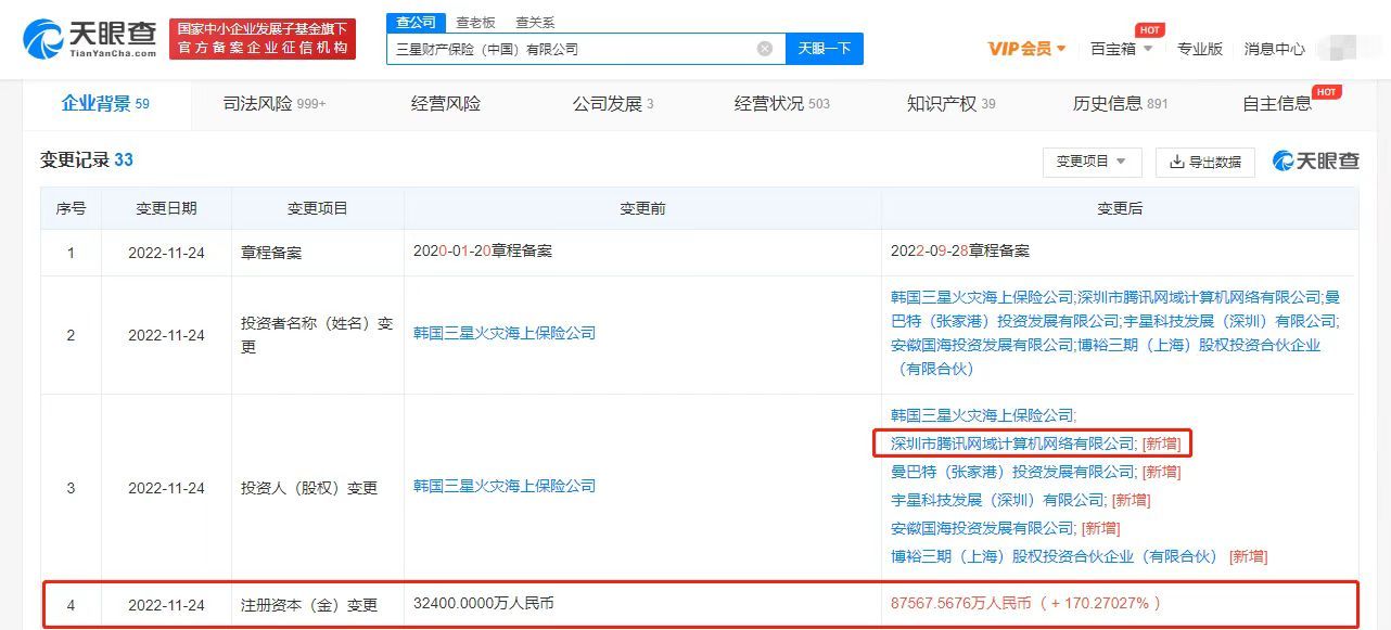 腾讯投资入股三星保险中国公司