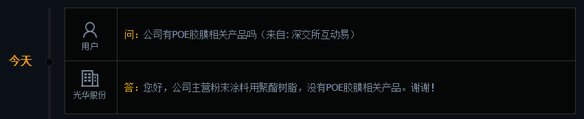 光华股份：没有POE胶膜相关产品
