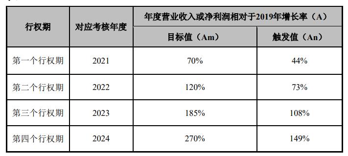 2020年股权激励业绩考核要求