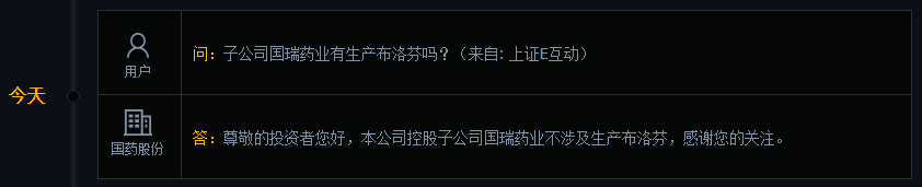 国药股份：控股子公司国瑞药业不涉及生产布洛芬
