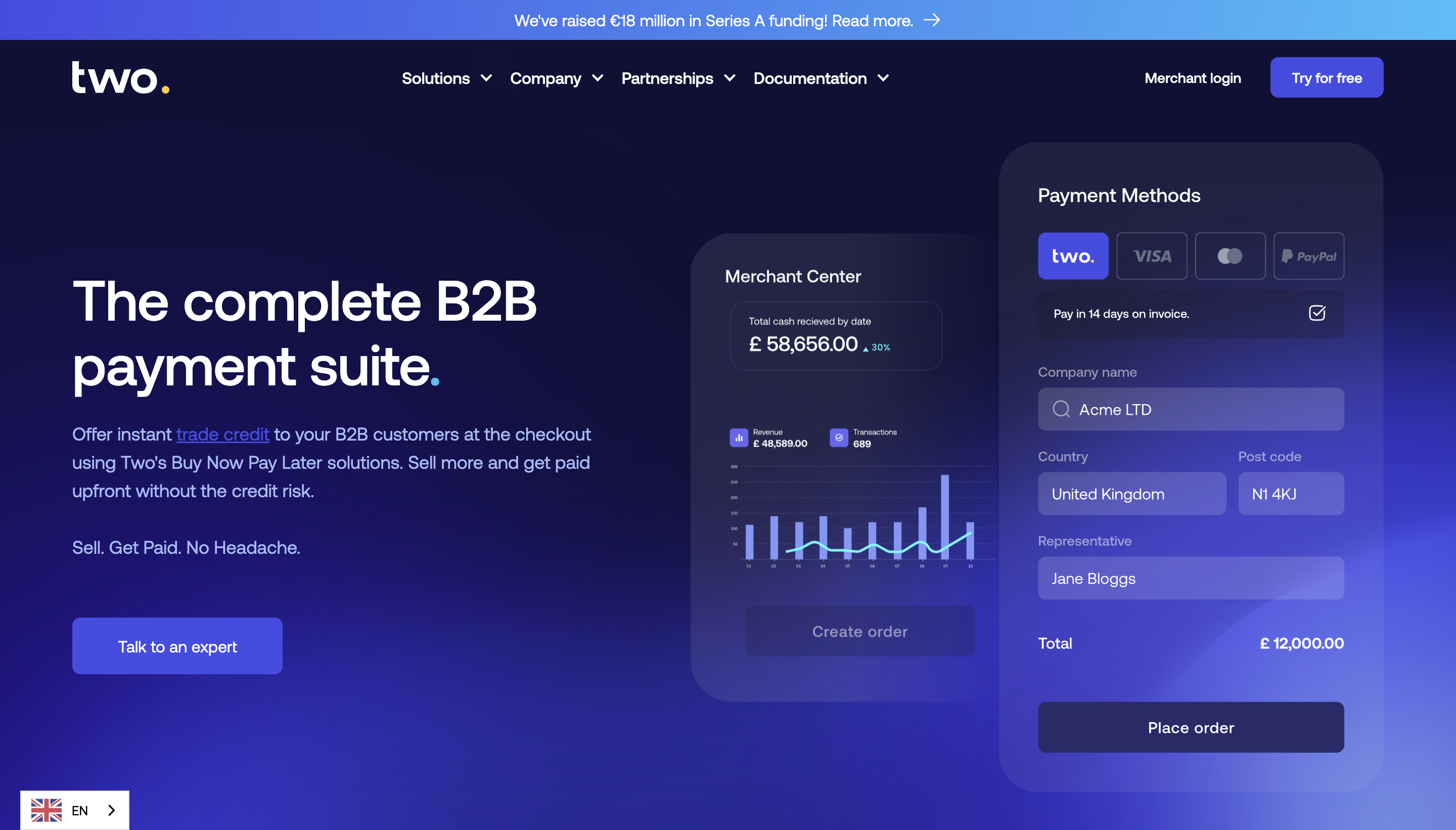 海外new things | B2B支付技术初创「Two」新一轮融资1800万欧元，协助企业进行身份验证、应对欺诈风险-36氪